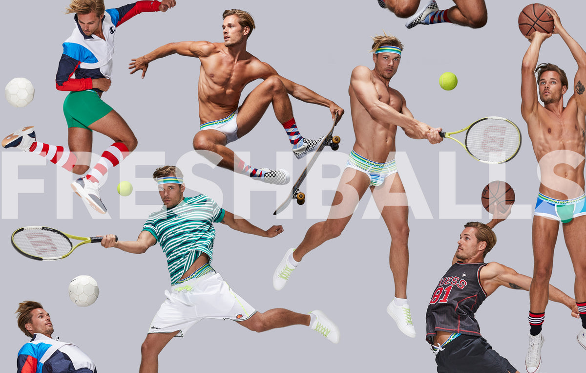 Promotional image for the Cocksox Freshballs underwear collection